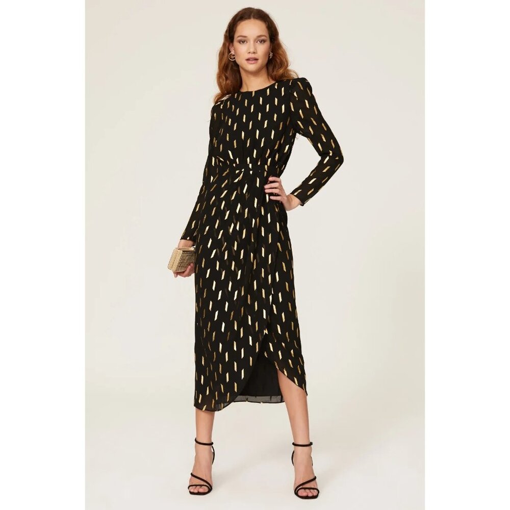 Yumi Kim Black and Gold Long Sleeve Dress